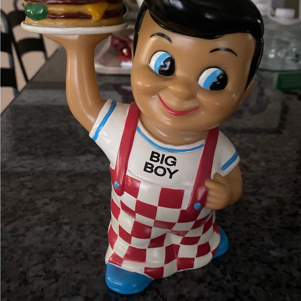 Vintage Bobs Big Boy Bank Holding Plate With Hamburger Elias Brothers 8" Funko